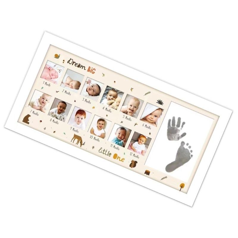 Baby Nursery Picture Frames - Baby FirstปีกรอบรูปสำหรับทารกGrowth MomentบันทึกHandprintจอแสดงผลกรอบรูปเนอสเซอรี่ตกแต่งห้องผู้ปกครองของขวัญ 15UB