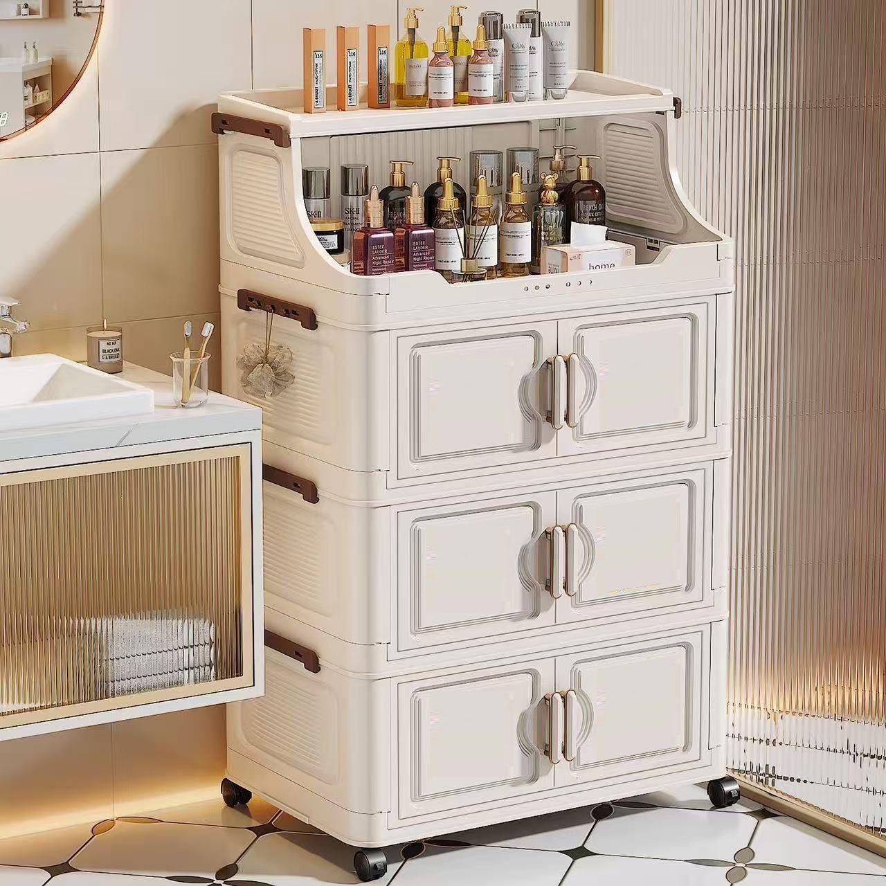 Baby Nursery Shelves - รถเข็นเก็บของสำหรับสถานีให้นมเด็ก – ชั้นวางของแบบหลายชั้นสำหรับขนมและของใช้เด็ก, ชั้นวางของสำหรับห้องเด็กแบบเคลื่อนย้ายได้