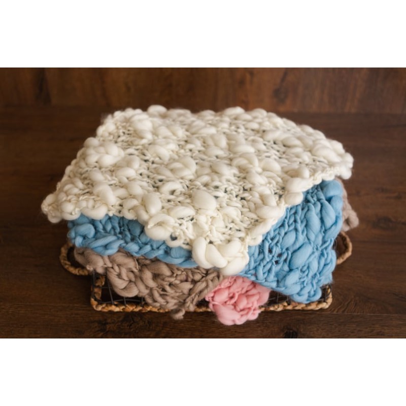 Baby Nursery Unisex - ผ้าห่มเด็กทารกถักไหมเมอริโนเนื้อหนา - ผ้าขนสัตว์ถักเปียสำหรับถ่ายภาพเด็กแรกเกิด ใช้สำหรับห่อตัวและตกแต่งห้องเด็กอ่อน อุปกรณ์ประกอบฉากถ่ายภาพเด็กแรกเกิด