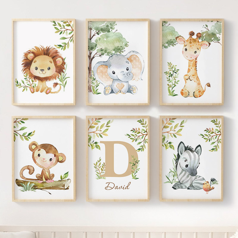 Baby Zebra Nursery - สิงโตช้างยีราฟลิง ZEBRA Nursery Wall Art ภาพวาดผ้าใบสัตว์ป่าโปสเตอร์ภาพพิมพ์ภาพเด็กทารกตกแต่งห้อง