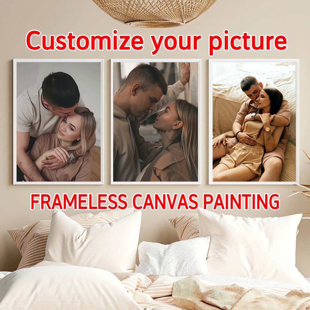 Photo Frame Baby - ภาพวาดสีน้ำมันแบบสามชิ้น - กรอบรูปไม้แบบกำหนดเอง 2 มิติ หรือโปสเตอร์ผ้าใบแบบไม่มีกรอบ