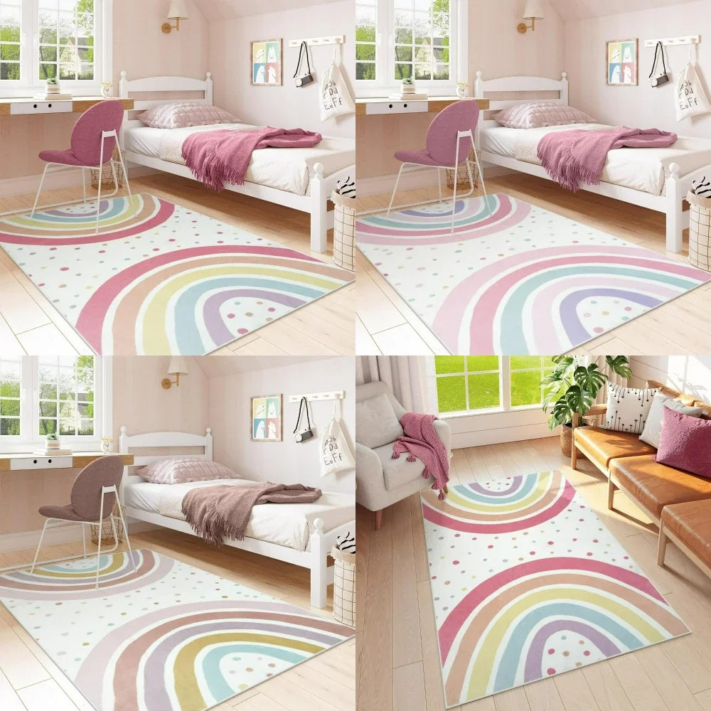 Soft Rug Nursery - พรมลายจุดสีสันสดใสสไตล์โบโฮ 1 ชิ้น สำหรับตกแต่งห้องนอน ห้องนั่งเล่น ห้องเด็กอ่อน