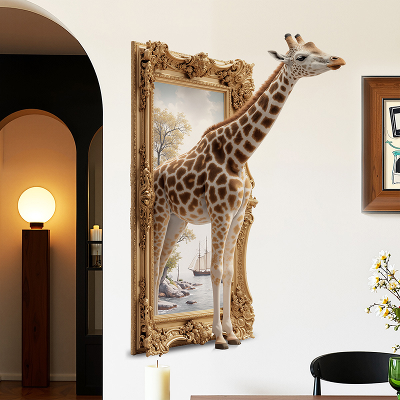 Baby Nursery Picture Frames - สติ๊กเกอร์ติดผนังลายยีราฟ 3 มิติ สไตล์นอร์ดิก สำหรับตกแต่งห้องนั่งเล่น ห้องเด็ก