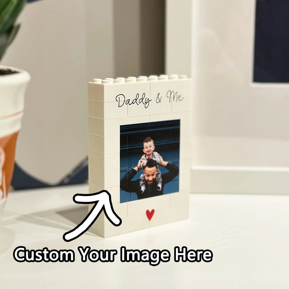 Photo Frame Baby - ของขวัญบล็อกต่อรูปภาพแบบส่วนตัวสำหรับพ่อและฉัน กรอบรูปสไตล์บล็อกต่อแบบกำหนดเองสำหรับคุณพ่อหรือเขา ของที่ระลึกวันเกิด วันคริสต์มาส