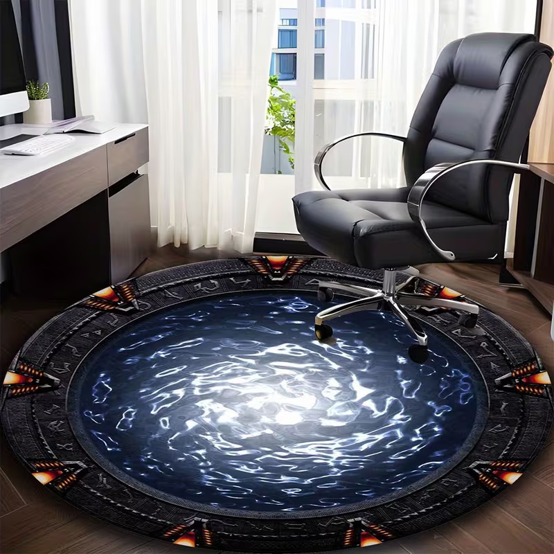 Soft Rug Nursery - พรมทรงกลมลายกาแล็กซี่ พรมปูพื้นนุ่มกันลื่นสำหรับห้องนั่งเล่น ห้องนอน หรือห้องเด็ก ตกแต่งธีมไซไฟแสนอบอุ่น
