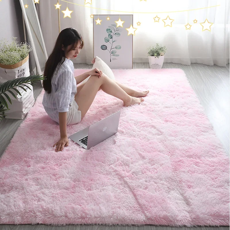 Soft Rug Nursery - สีชมพูเด็กพรมสําหรับห้องนอนหญิงตกแต่ง Nordic ห้องนั่งเล่นขนาดใหญ่พรม Fluffy Hall พรม