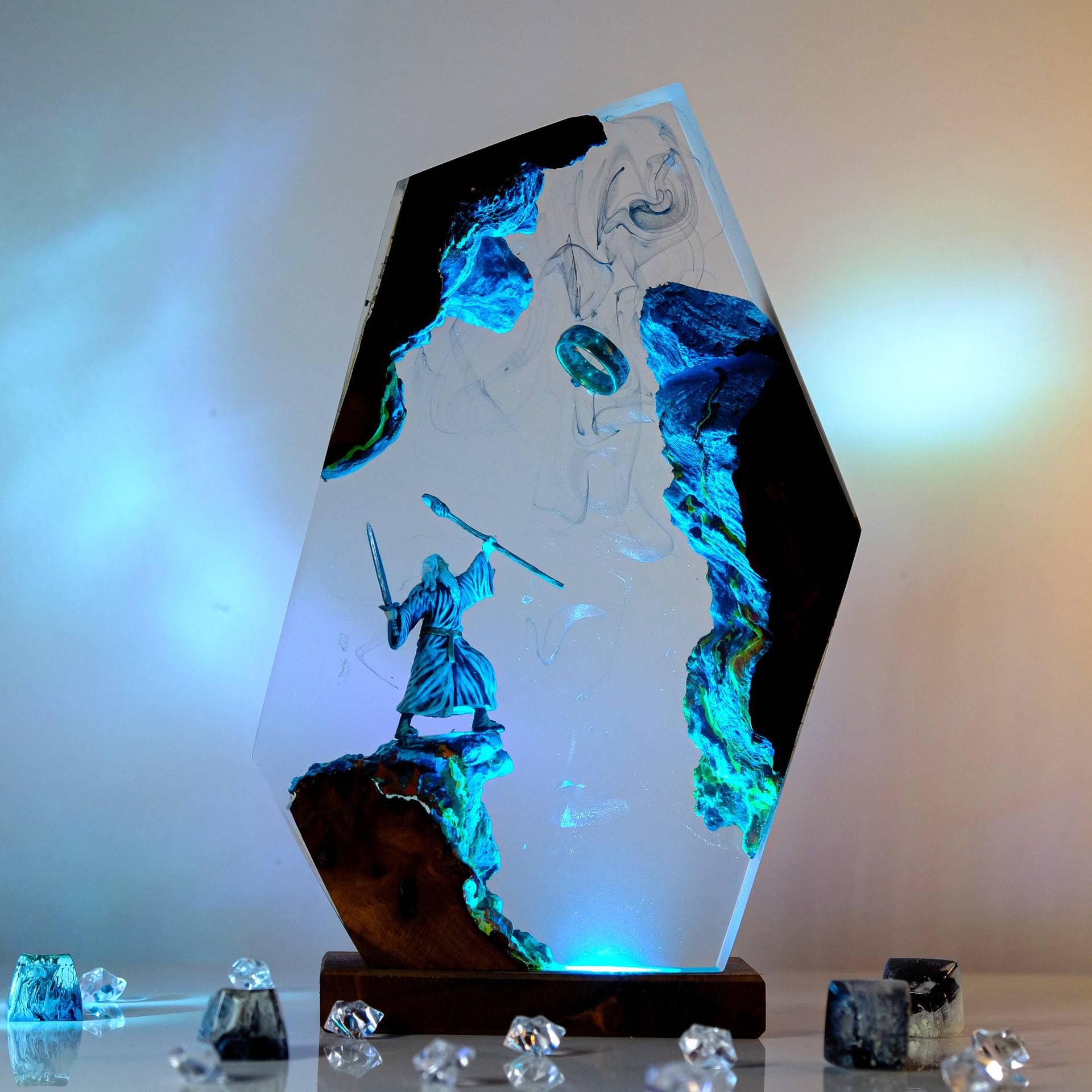 Baby Nursery Light - โคมไฟเรซิ่นรูปฉากภาพยนตร์ แหวนมหัศจรรย์ แสงสีสันสวยงาม ไฟกลางคืน ตกแต่งบ้าน สไตล์ศิลปะสร้างสรรค์
