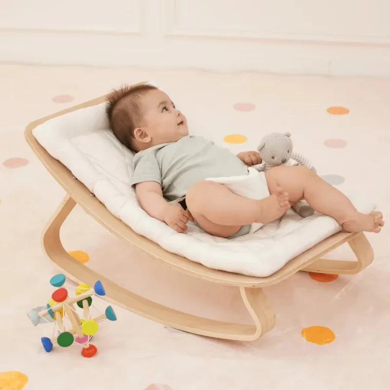 Baby Nursery Rocking Chair - เก้าอี้โยกเด็กอ่อน เก้าอี้นั่งเล่นเด็กเล็ก เก้าอี้โยกเด็กพร้อมเบาะรองนั่งที่ซักได้ ผ้าคลุมห้องเด็กที่ถอดออกได้