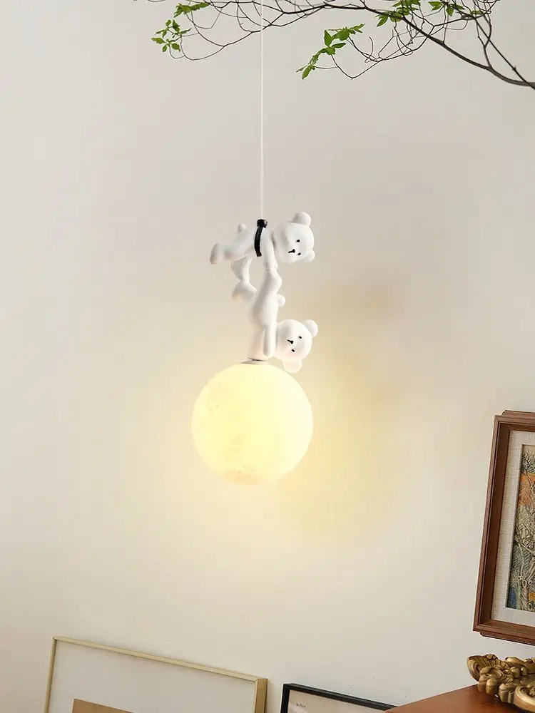 Baby Nursery Light - โคมไฟรูปหมีการ์ตูนสำหรับห้องเด็ก โคมไฟแขวนข้างเตียงเด็ก ทำจากเรซิ่น เหมาะสำหรับห้องนอนเด็กหญิง เด็กชาย ของตกแต่งบ้าน