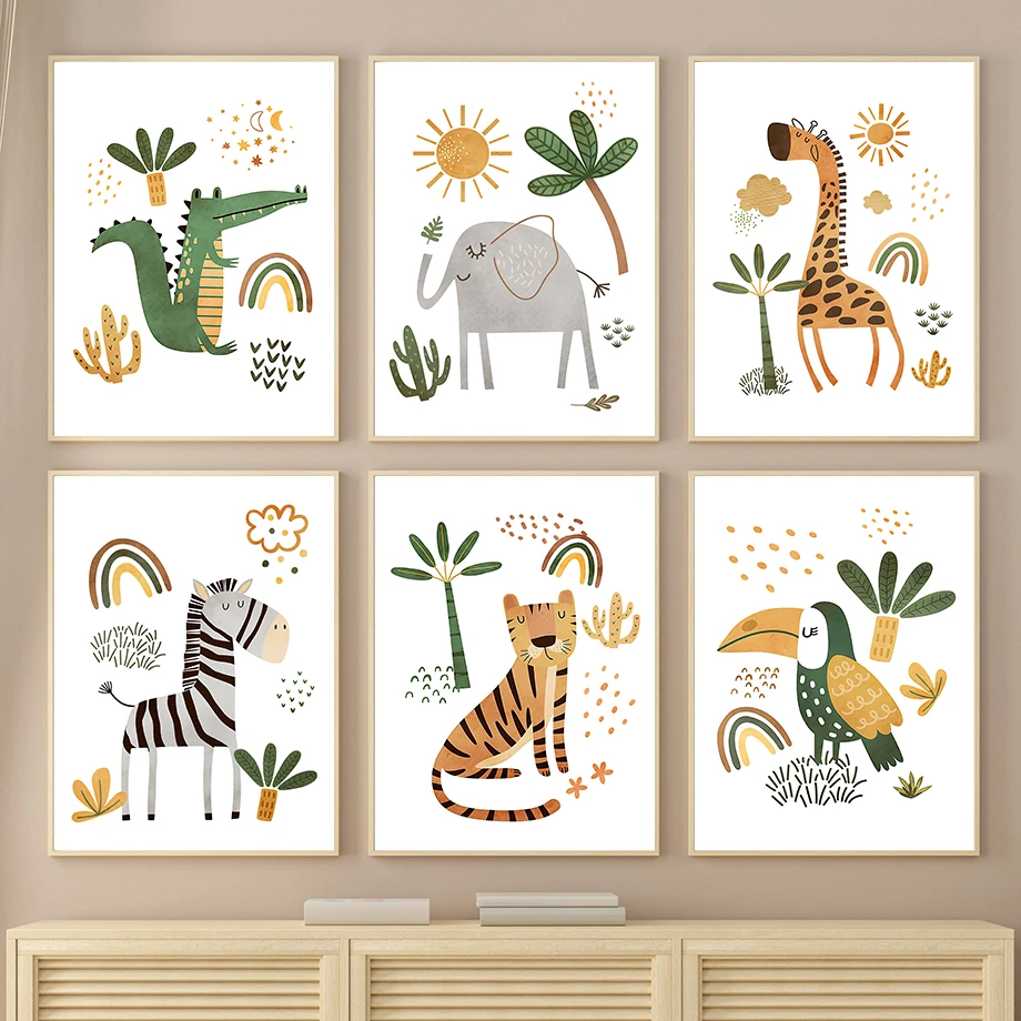 Baby Zebra Nursery - ยีราฟช้าง Tiger ZEBRA Toucan สัตว์ป่า Wall