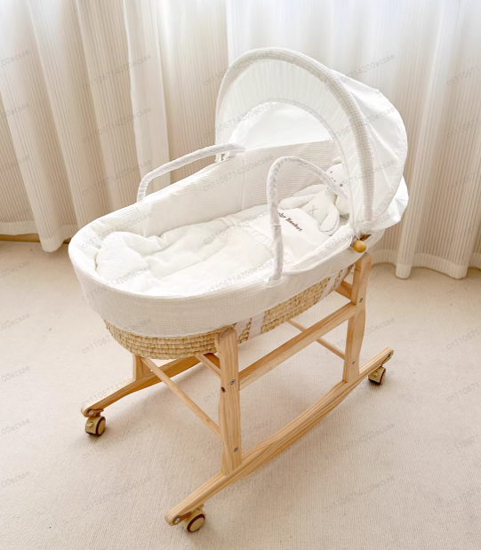 Baby Nursery Rocking Chair - เปลเด็กอ่อน, ตะกร้าหิ้วแบบพกพา, เตียงในเตียง ตะกร้าหิ้วสำหรับเด็กแรกเกิด เก้าอี้เอนนอนเด็ก ทอมือ