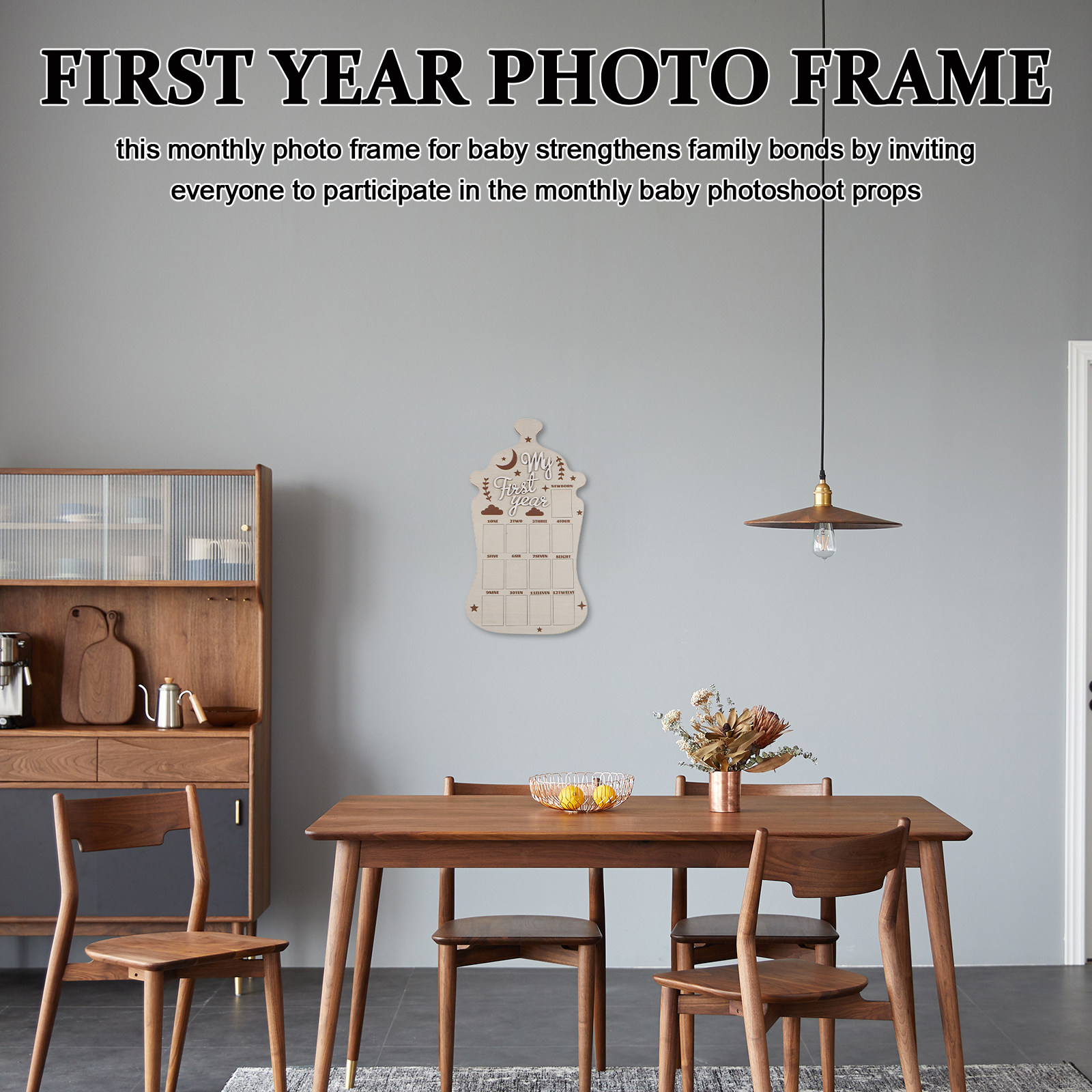 Baby Nursery Picture Frames - กรอบรูปเด็กทารกประจำเดือน บอร์ดแสดงภาพถ่ายปีแรกทำจากไม้ สำหรับบันทึกความทรงจำการเติบโตของทารกแรกเกิด ของตกแต่งห้องเด็กอ่อน อุปกรณ์ประกอบฉากถ่ายภาพประจำเดือน