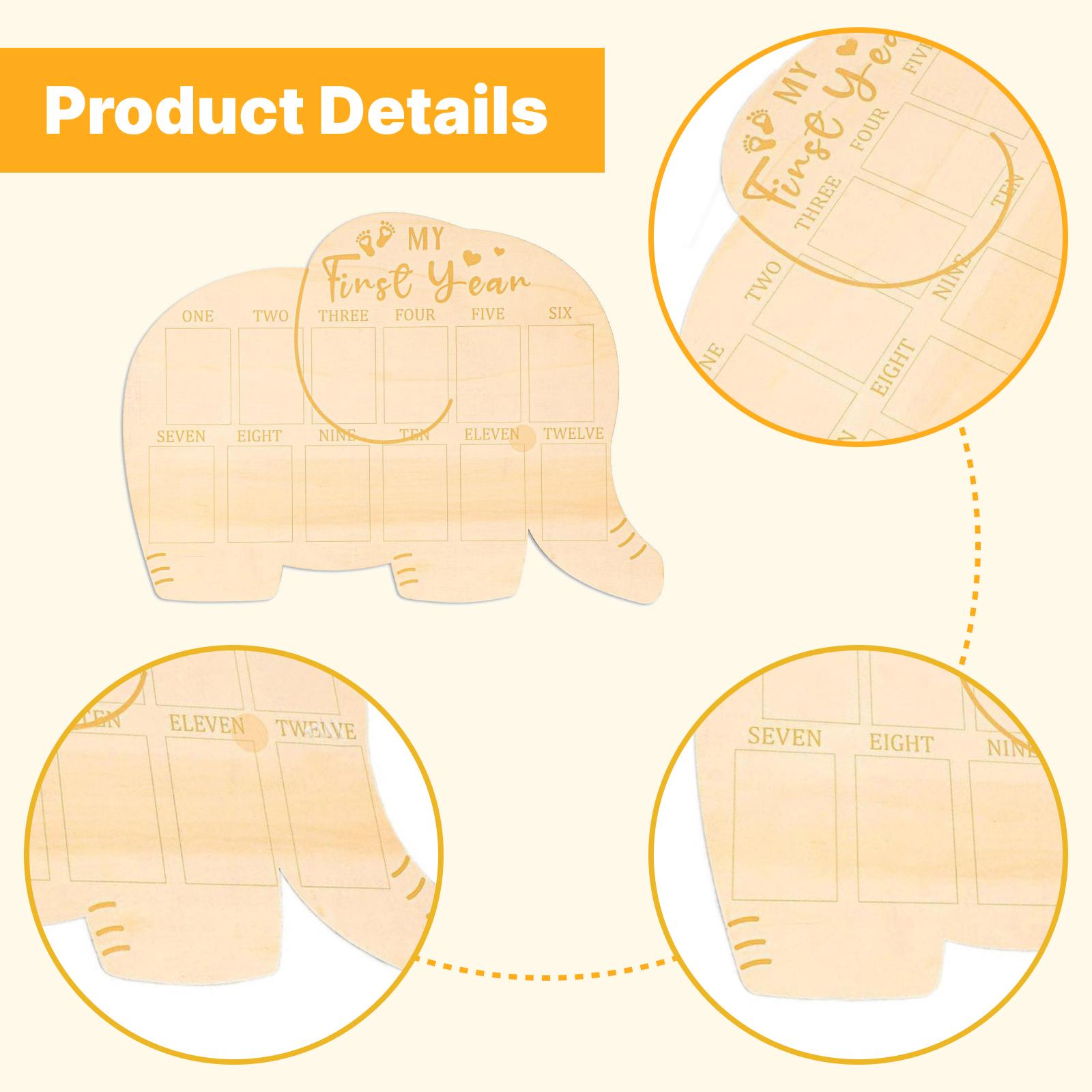 Baby Nursery Keepsake - แผ่นไม้ติดรูปภาพบันทึกความทรงจำ 12 เดือนแรกของลูกน้อย พร้อมกรอบโชว์สำหรับวันเกิดครบรอบ 1 ปี