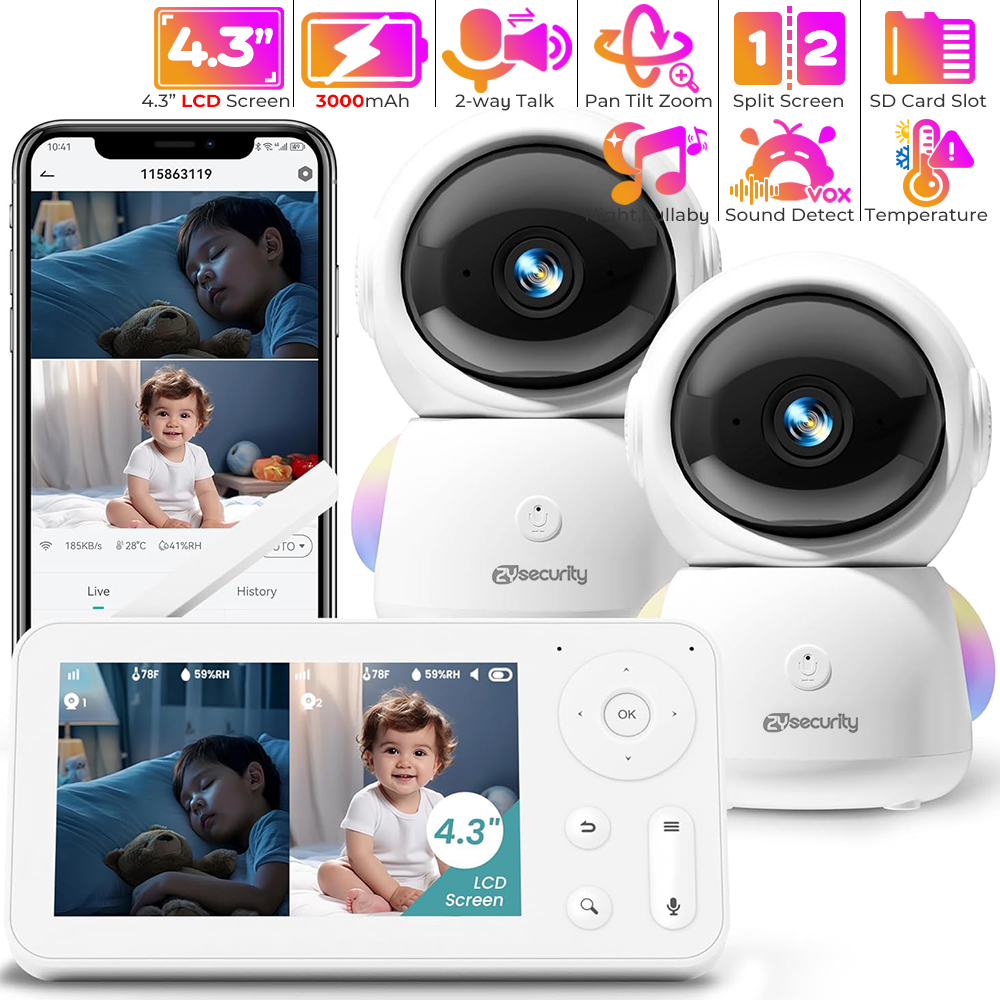 Baby Nursery Light - 2K Baby Monitor พร้อม 2 กล้องและเสียง