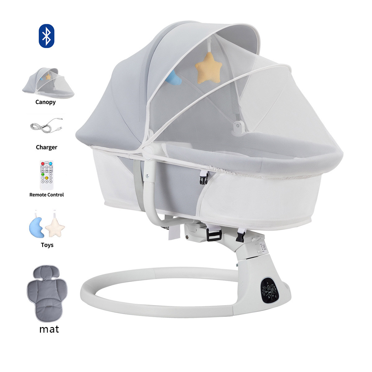 Baby Nursery Rocking Chair - เปลเด็กโยกเก้าอี้มัลติฟังก์ชั่ไฟฟ้า Cradle Rocker ทารกแรกเกิด Coax เด็กโกหกแบนโยกเตียงตะกร้านอน