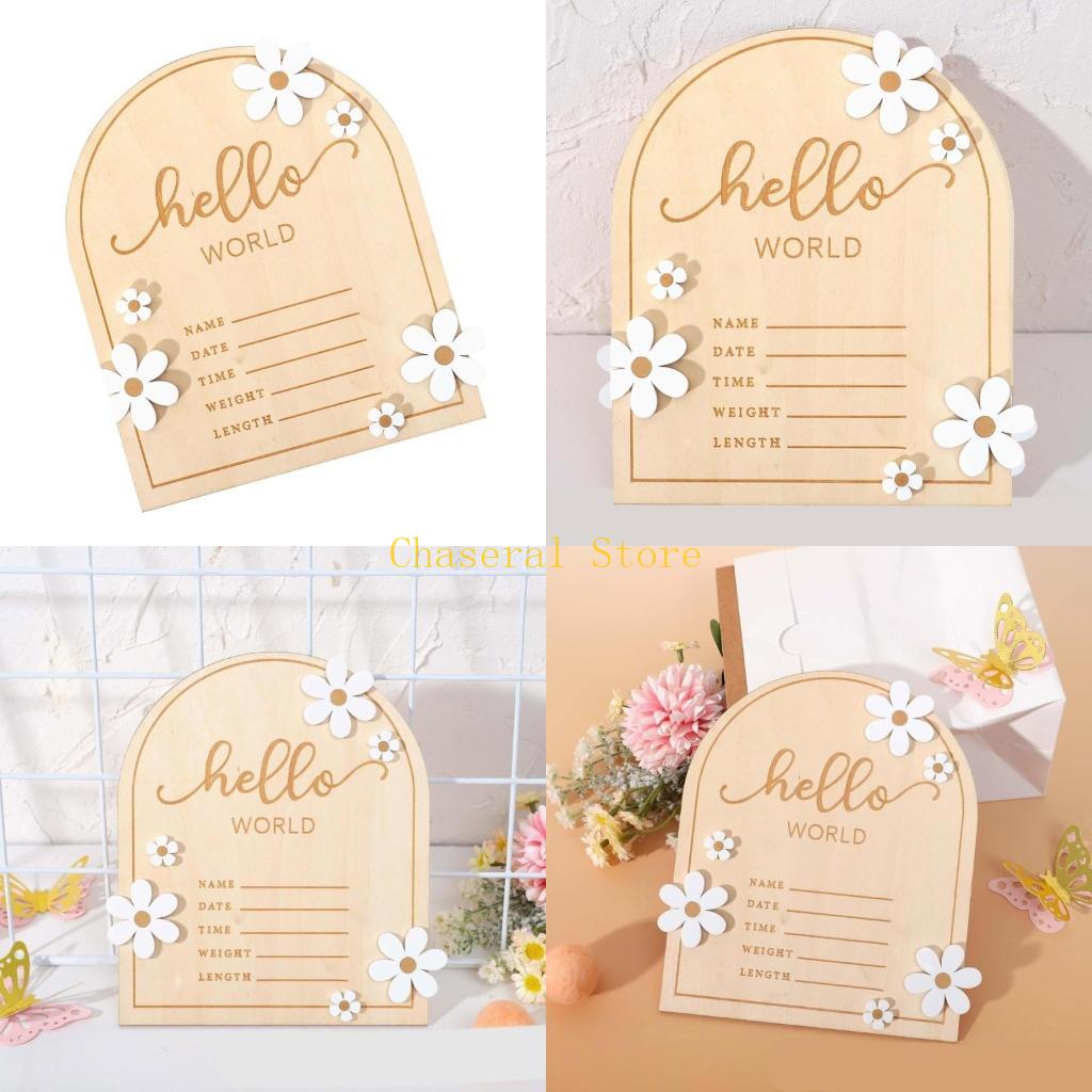 Baby Nursery Unisex - E7CE Hello Sign ป้ายชื่อไม้สำหรับประกาศทารกแรกเกิด