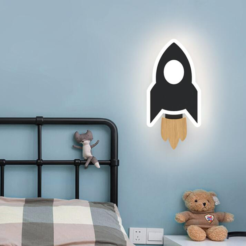 Baby Nursery Light - โคมไฟติดผนังจรวด LED การ์ตูนโคมไฟติดผนังรูปดาวพระจันทร์ความคิดสร้างสรรค์สมัยใหม่ในร่มของเด็กทารกไฟตกแต่งข้างเตียงเด็กของขวัญสำหรับเด็ก