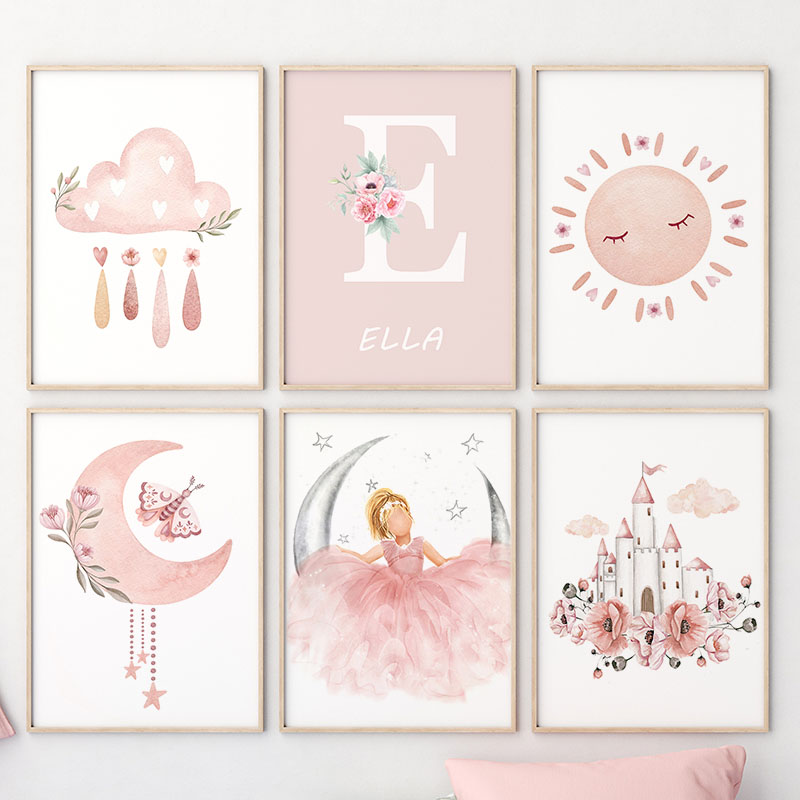 Pink Angel Girl Sun Moon Cloud - Baby Nursery Pink บทวิจารณ์และราคา
