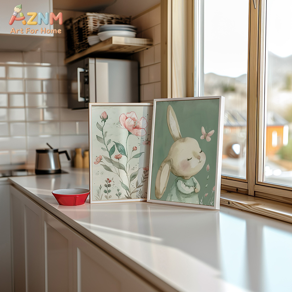 3 ชิ้น ภาพพิมพ์บนผ้าใบลายกระต่ - Baby Nursery Picture Frames บทวิจารณ์และราคา