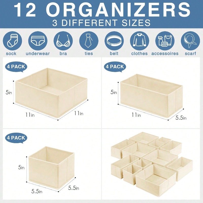 12 ชิ้น/ชุด กล่องจัดระเบียบเสื - Baby Nursery Closet Organization บทวิจารณ์และราคา