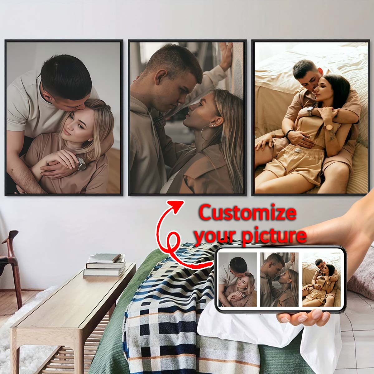 ภาพวาดสีน้ำมันแบบสามชิ้น - กรอ - Photo Frame Baby บทวิจารณ์และราคา