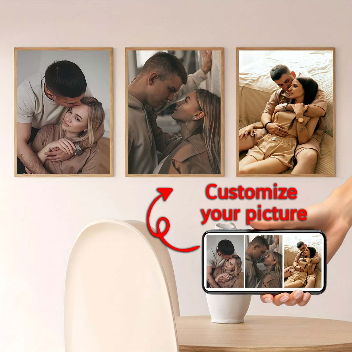 ภาพวาดสีน้ำมันแบบสามชิ้น - กรอ - Photo Frame Baby บทวิจารณ์และราคา