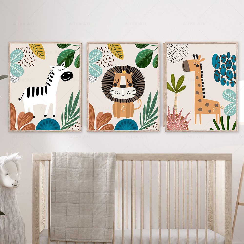 โปสเตอร์ภาพพิมพ์บนผ้าใบลายโบโฮ - Baby Zebra Nursery บทวิจารณ์และราคา