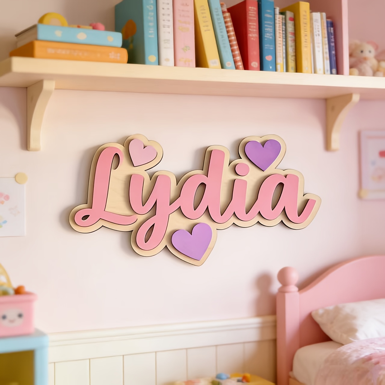 ป้ายชื่อรูปหัวใจไล่เฉดสีแบบปรั - Baby Nursery Pink บทวิจารณ์และราคา