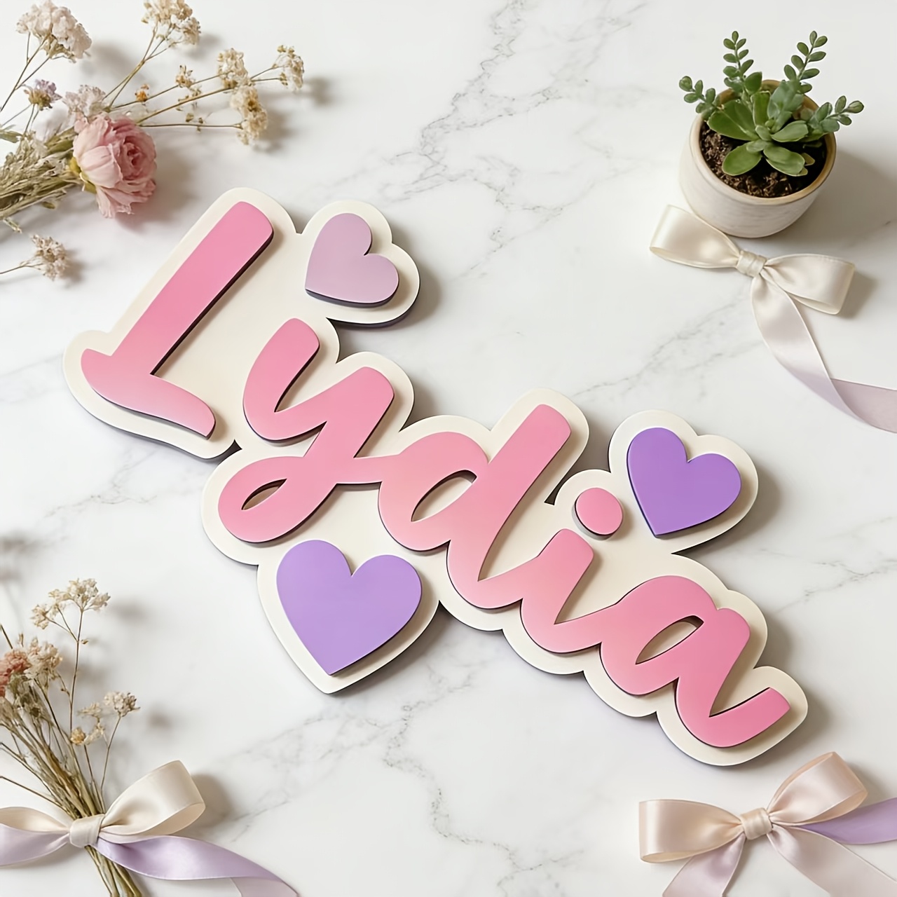 ป้ายชื่อรูปหัวใจไล่เฉดสีแบบปรั - Baby Nursery Pink บทวิจารณ์และราคา