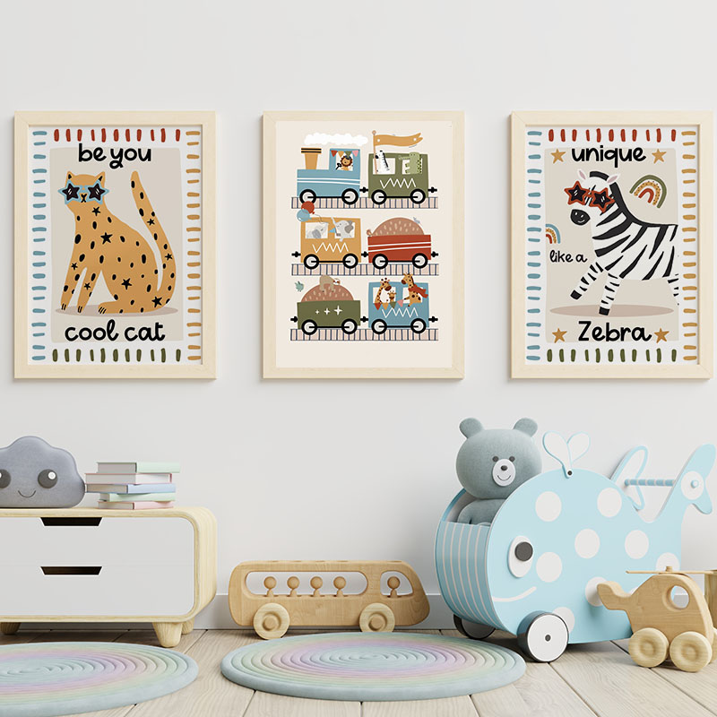 ภาพพิมพ์บนผ้าใบลายการ์ตูนสัตว์ - Baby Zebra Nursery บทวิจารณ์และราคา