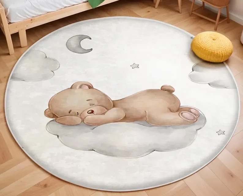 พรมกลมลายหมีบอลลูนสีชมพู ตกแต่ - Soft Rug Nursery บทวิจารณ์และราคา