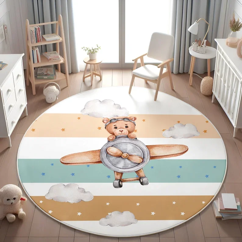 พรมกลมลายหมีบอลลูนสีชมพู ตกแต่ - Soft Rug Nursery บทวิจารณ์และราคา