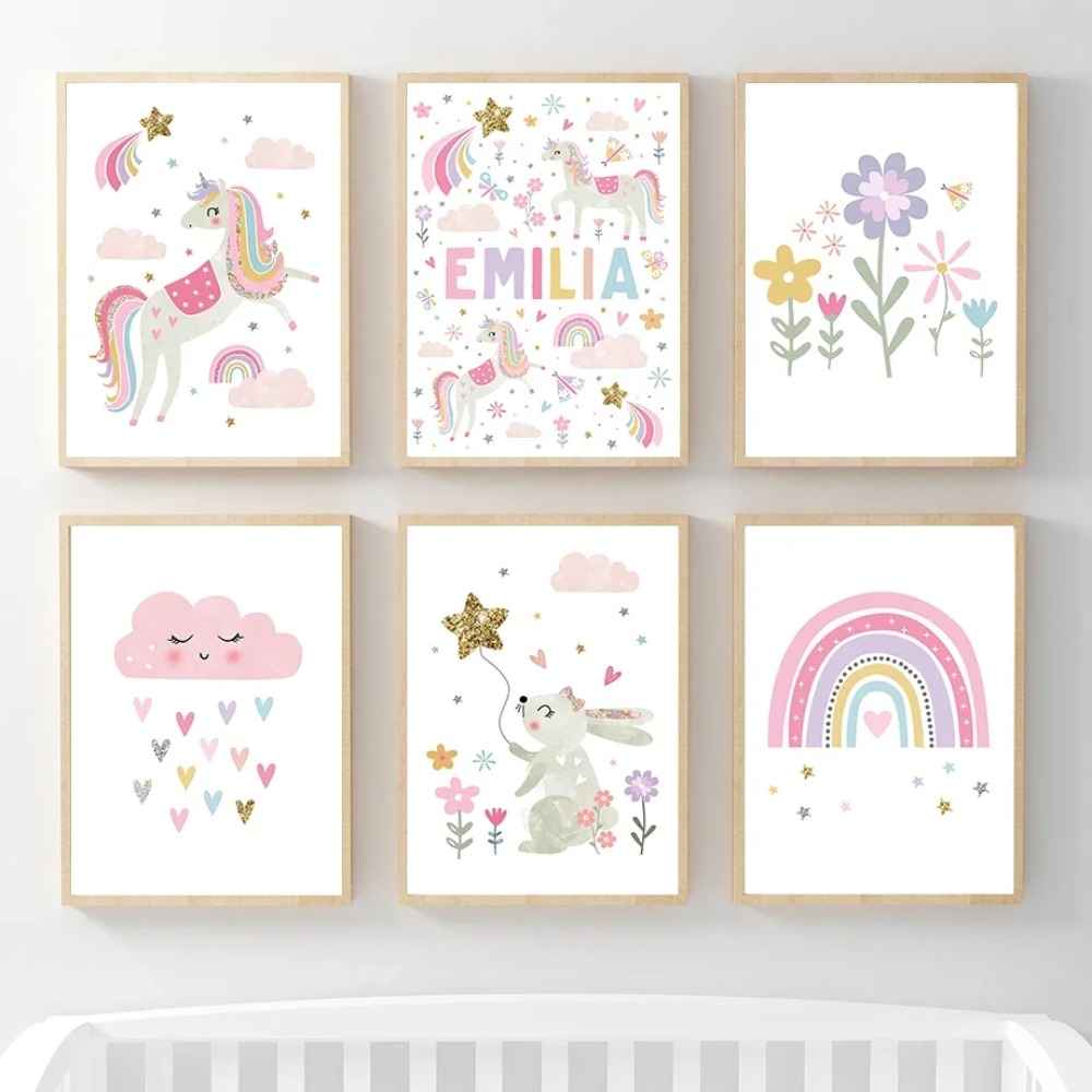 สีชมพูยูนิคอร์นกระต่ายสายรุ้งเ - Baby Nursery Pink บทวิจารณ์และราคา
