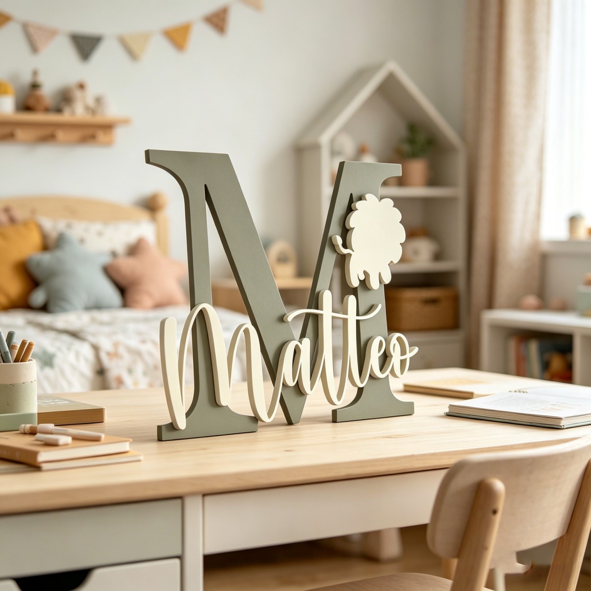 ป้ายชื่อไม้สลักชื่อและอักษรย่อ - Baby Nursery Usa บทวิจารณ์และราคา