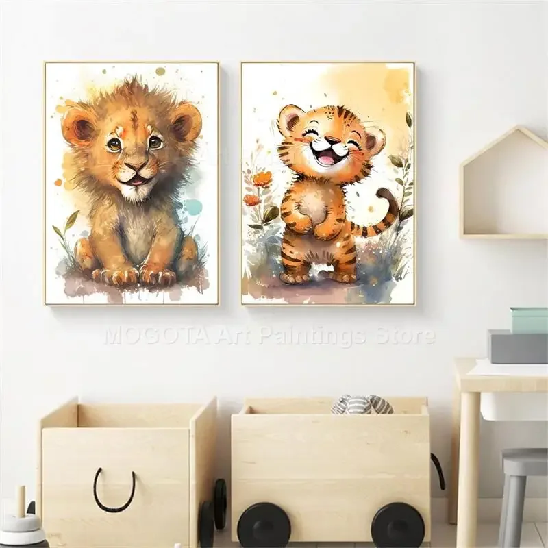 สีน้ำสิงโตยีราฟเสือช้างม้าลายเ - Baby Zebra Nursery บทวิจารณ์และราคา