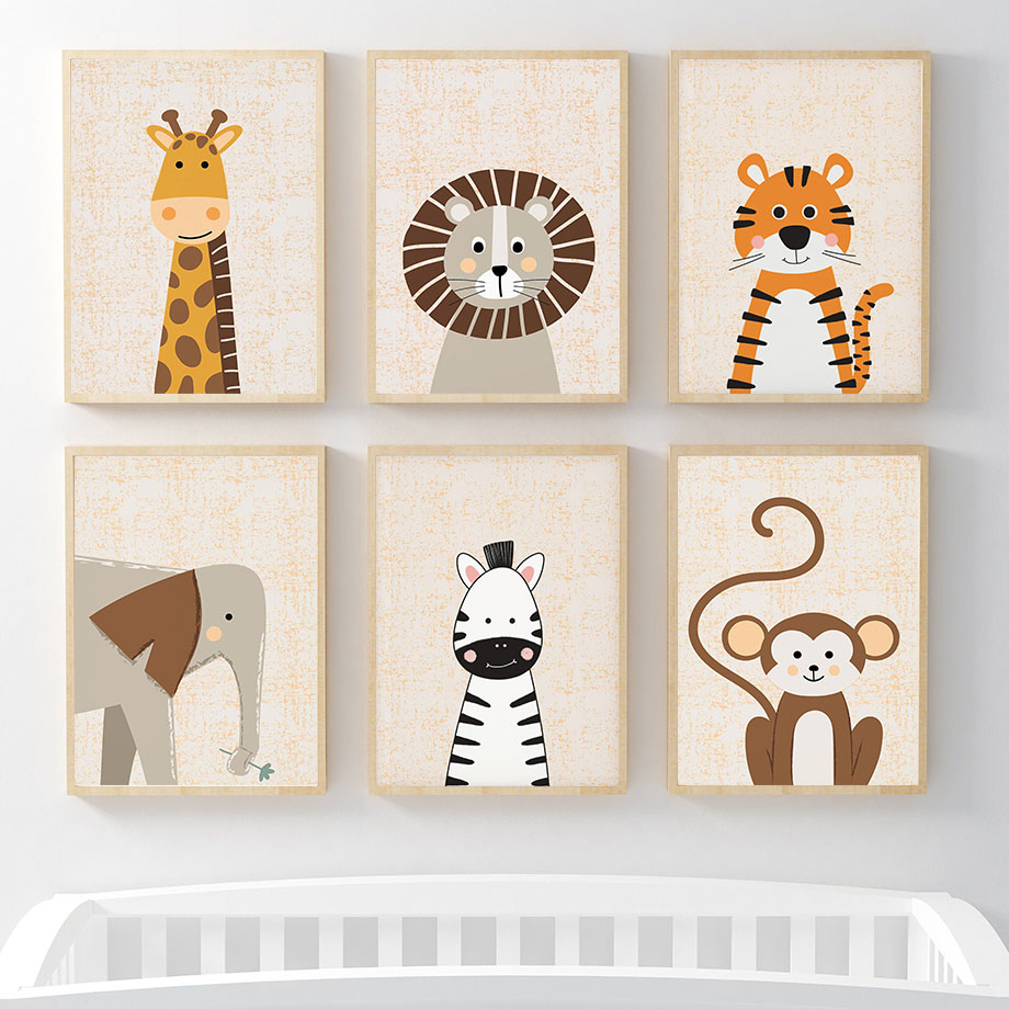 ภาพวาดบนผ้าใบลายสิงโต ยีราฟ ช้ - Baby Zebra Nursery บทวิจารณ์และราคา