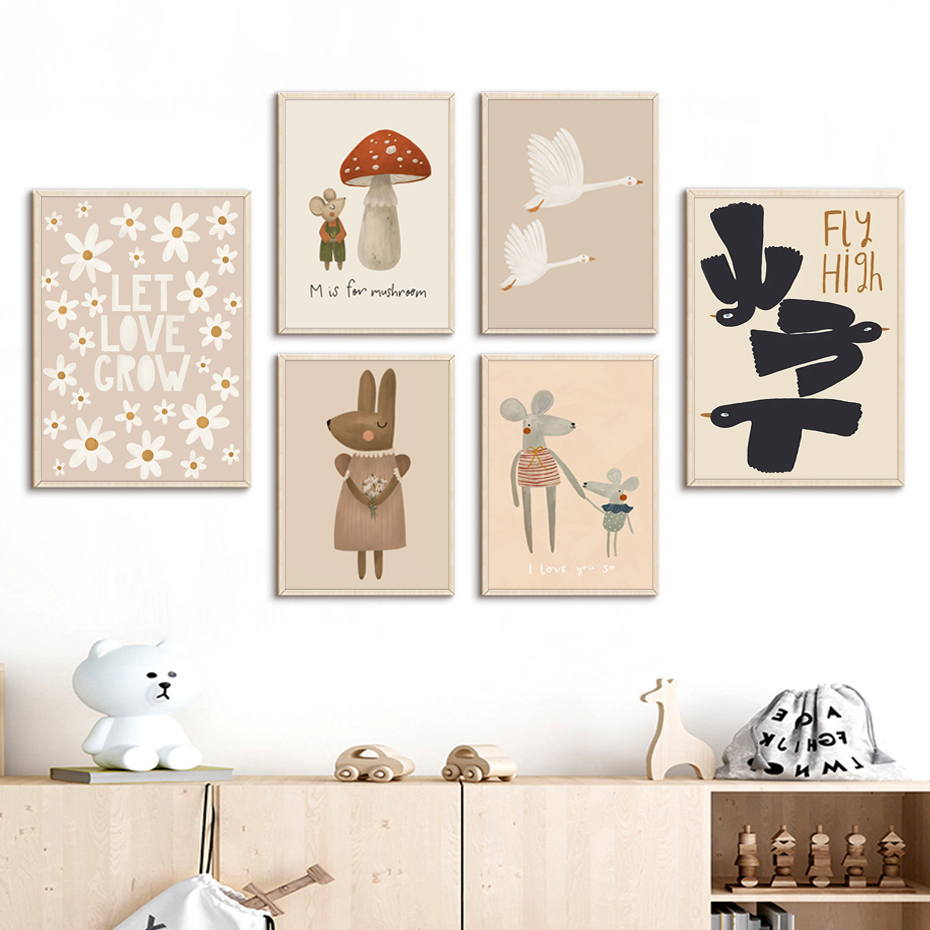Boho โปสเตอร์การ์ตูนรูปหนูและห - Baby Nursery Picture Frames บทวิจารณ์และราคา