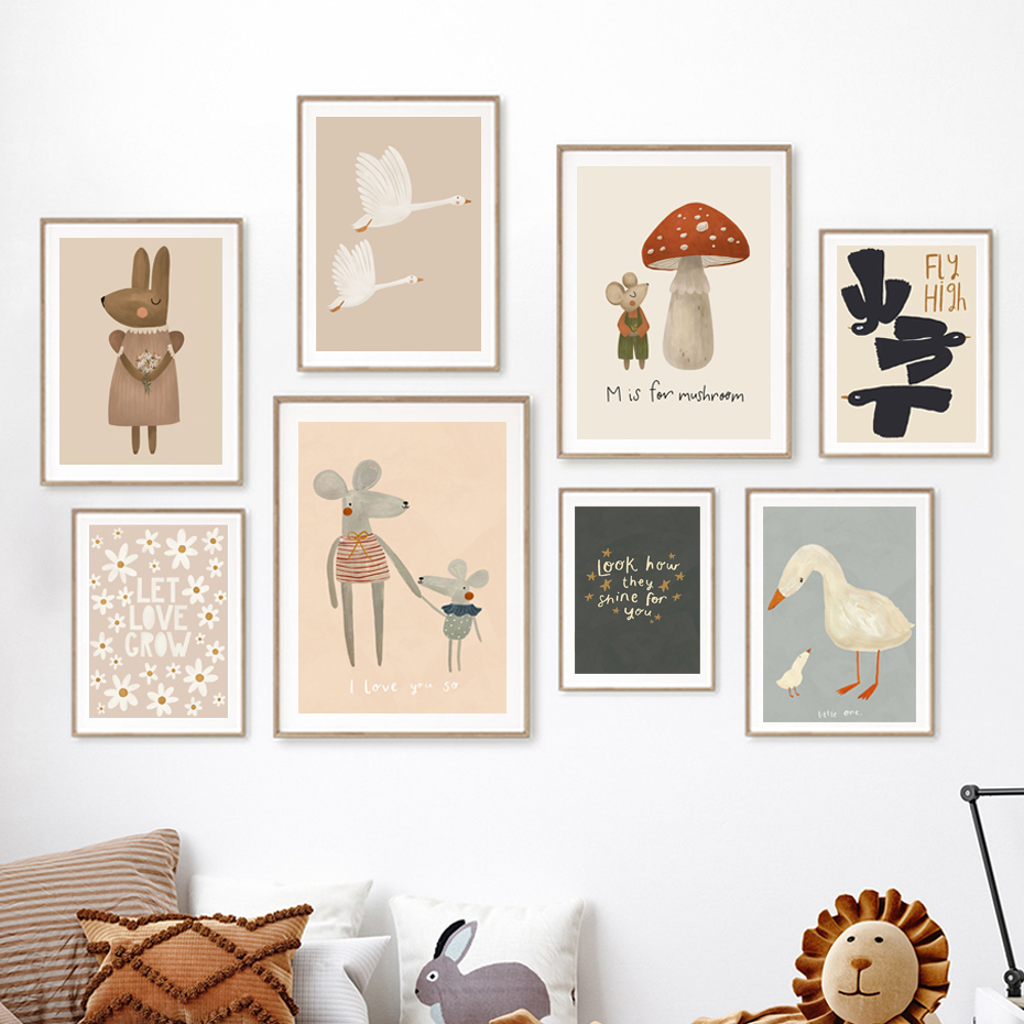 Boho โปสเตอร์การ์ตูนรูปหนูและห - Baby Nursery Picture Frames บทวิจารณ์และราคา