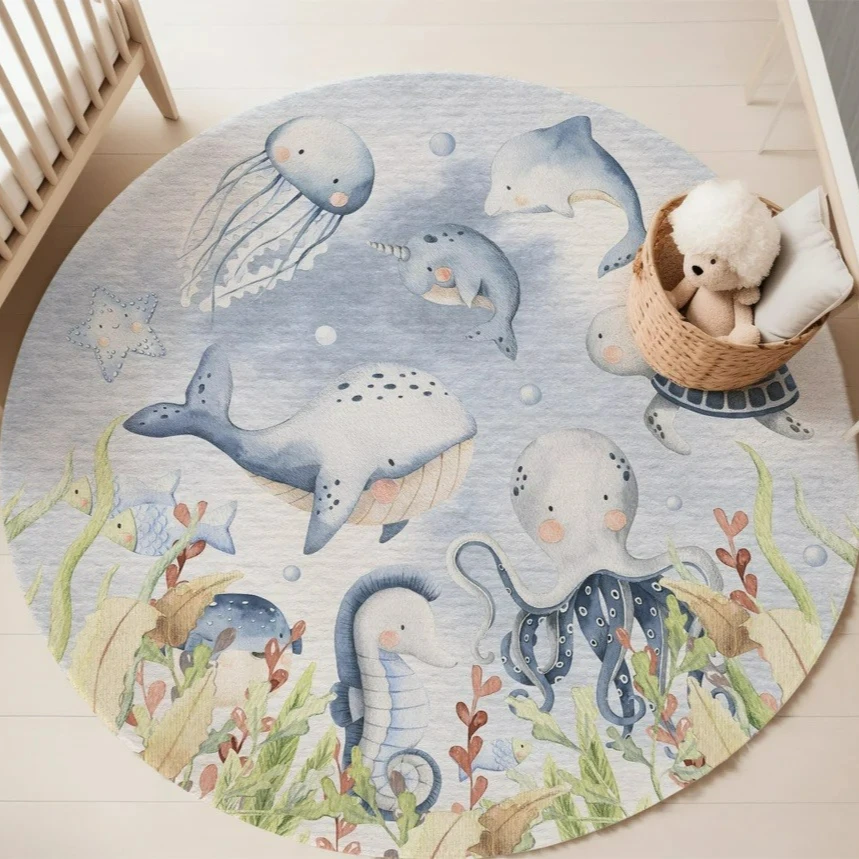 พรมลายสัตว์ทะเลสีฟ้า สำหรับห้อ - Soft Rug Nursery บทวิจารณ์และราคา