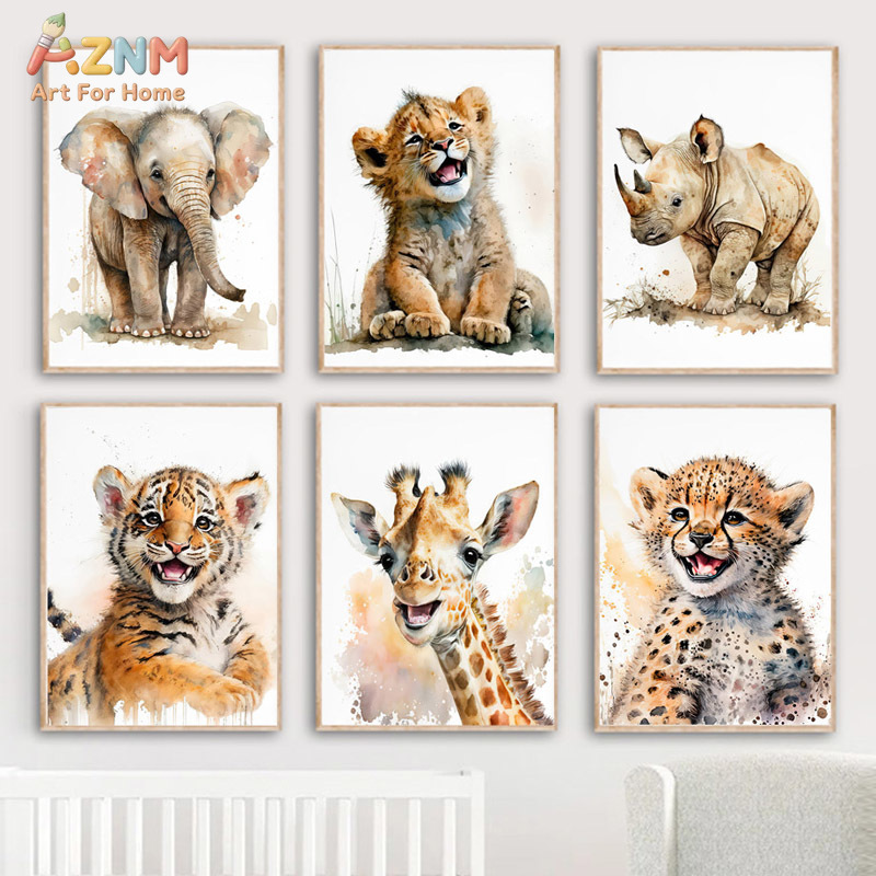AZNm ภาพวาดสีน้ำสัตว์เด็กน้อยใ - Baby Zebra Nursery บทวิจารณ์และราคา