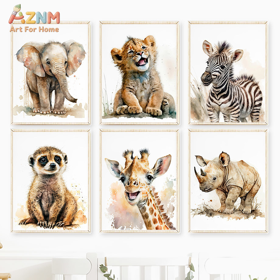 AZNm ภาพวาดสีน้ำสัตว์เด็กน้อยใ - Baby Zebra Nursery บทวิจารณ์และราคา